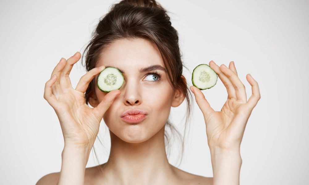 woman face cucumbers