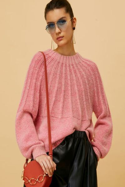 Ribbed jumper with bow max co