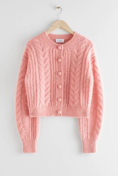 Other Stories Cropped Button Up Knit Sweater
